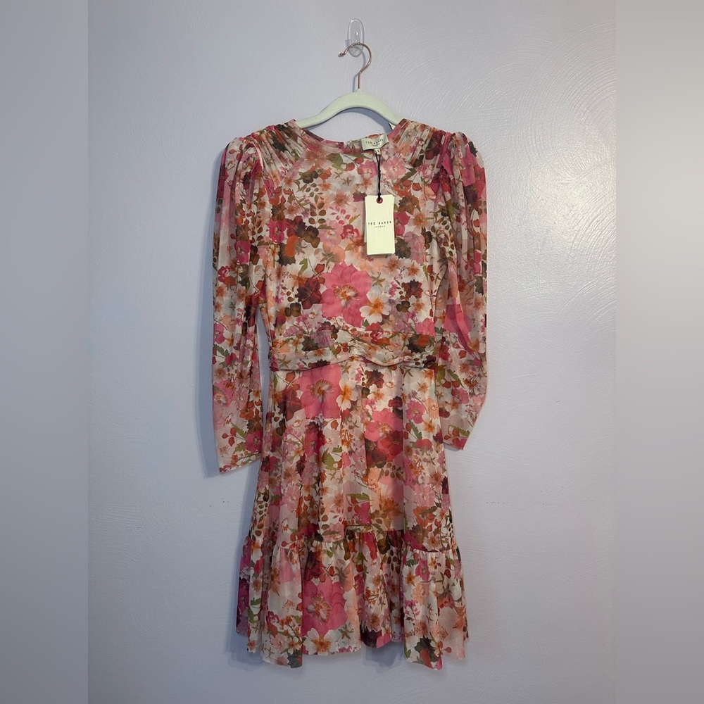 Ted Baker London Women’s Mildred Mesh Pink Floral Mini Dress Size 0